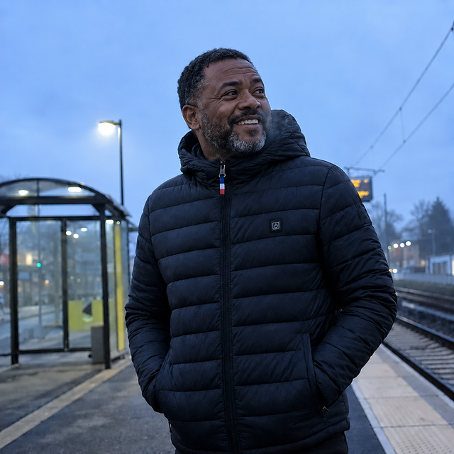 Thierry L. mit der beheizbaren Winterjacke