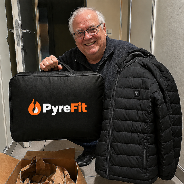 Julien B. mit der beheizbaren Winterjacke