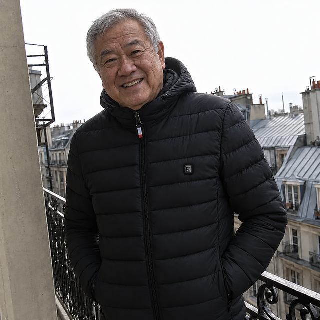 Gérard V. mit der beheizbaren Winterjacke