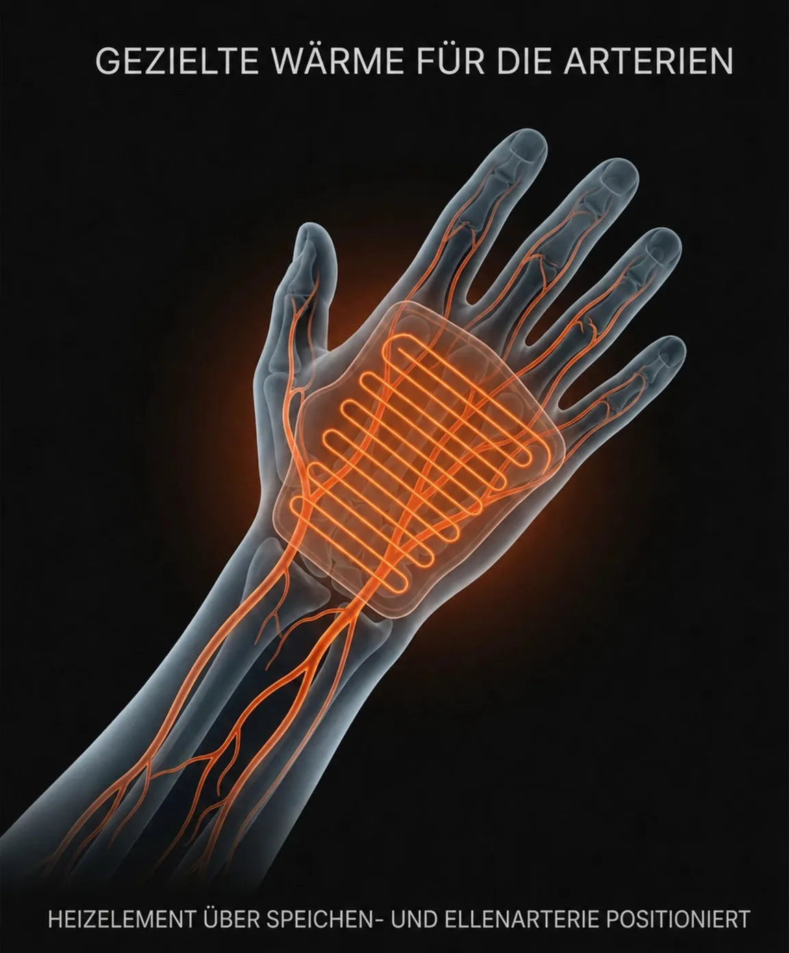 Entwickelt, um Wärme über Ihre Hand zu verteilen