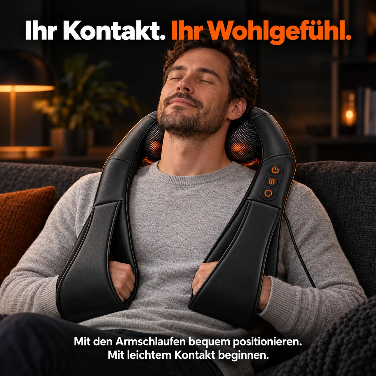 Shiatsu-Massagegerät: Kontakt mit den Armschlaufen anpassen