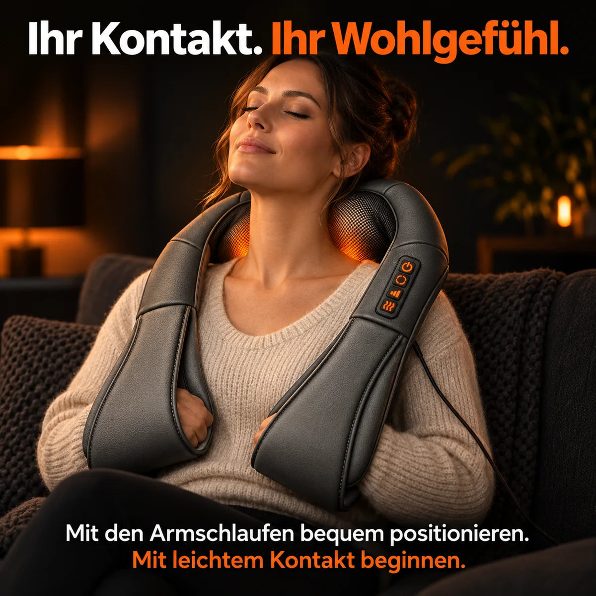 Shiatsu-Massagegerät: Kontakt mit den Armschlaufen anpassen