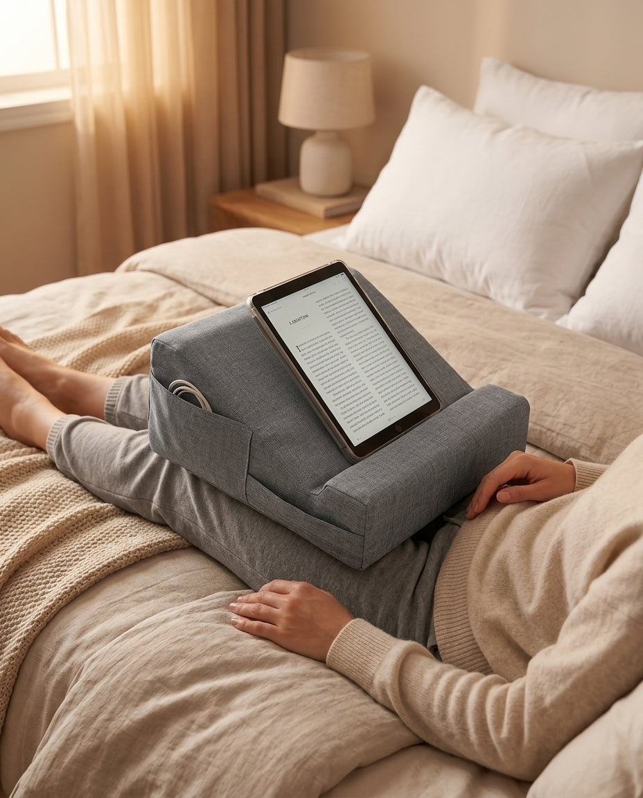 Tablet Kissen mit Halterung – freihändig lesen und Laptop bequem ablegen – Produktbild 2