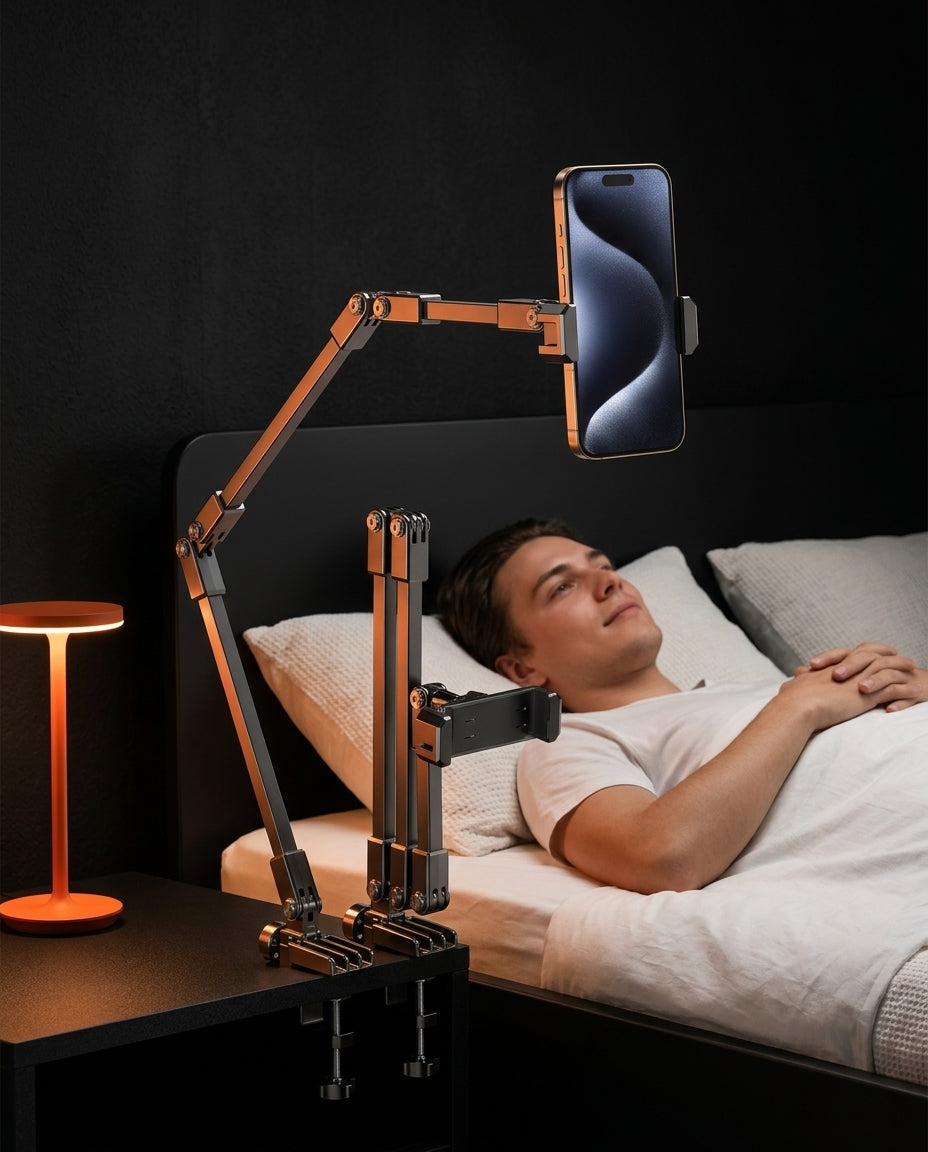 Handyhalterung fürs Bett mit Schwenkarm – freihändig schauen und lesen – Produktbild 2