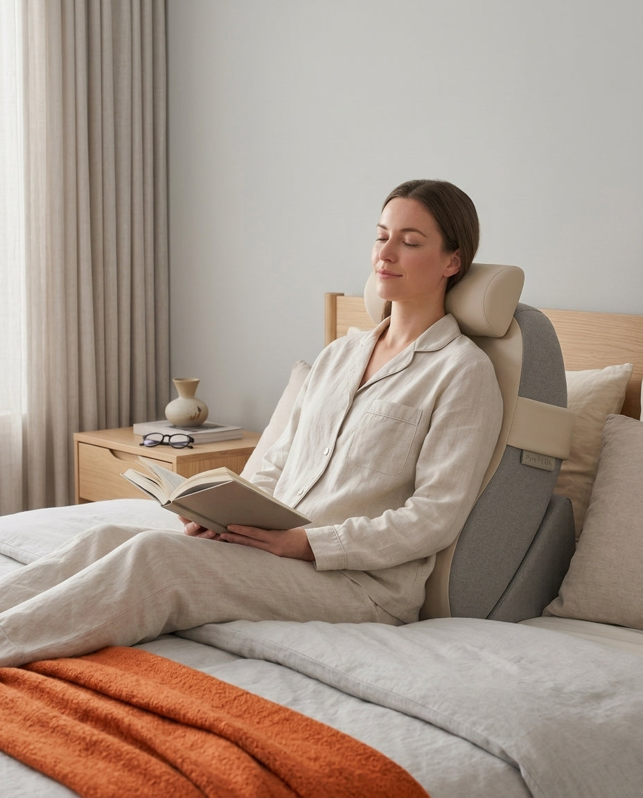 Rückenlehne fürs Bett – strukturierte Stütze mit Seitenrollen und Nackenrolle – Produktbild 2