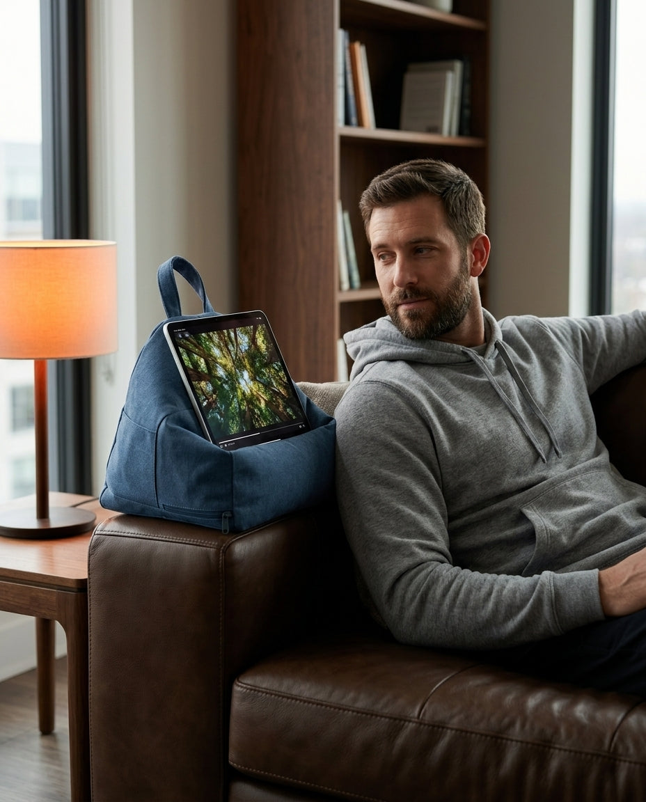 Tablet-Halterung als Kissen – freihändig lesen und streamen im Bett – Produktbild 3