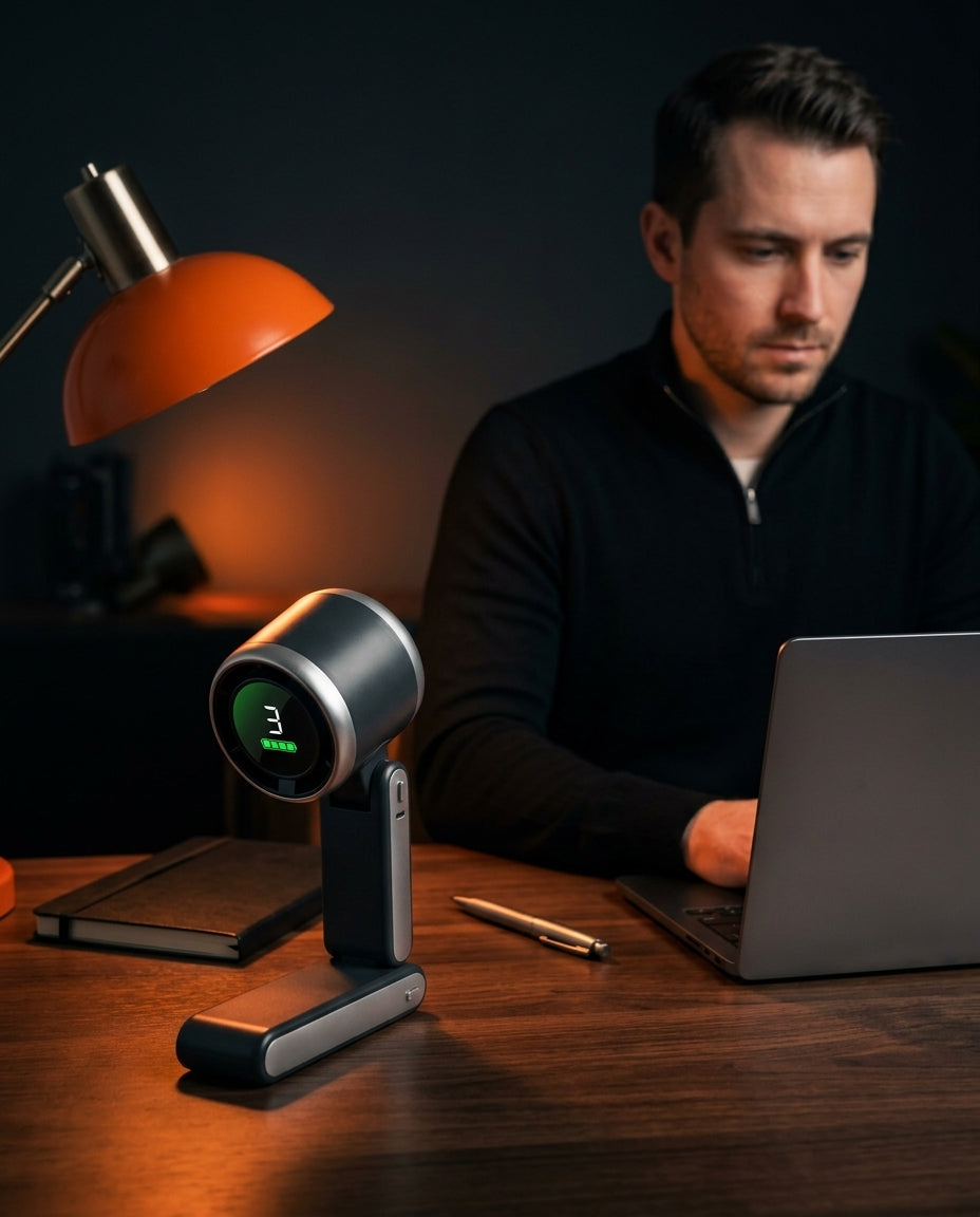 Handventilator mit Turbo und Digitalanzeige – faltbar und per USB-C aufladbar – Produktbild 4