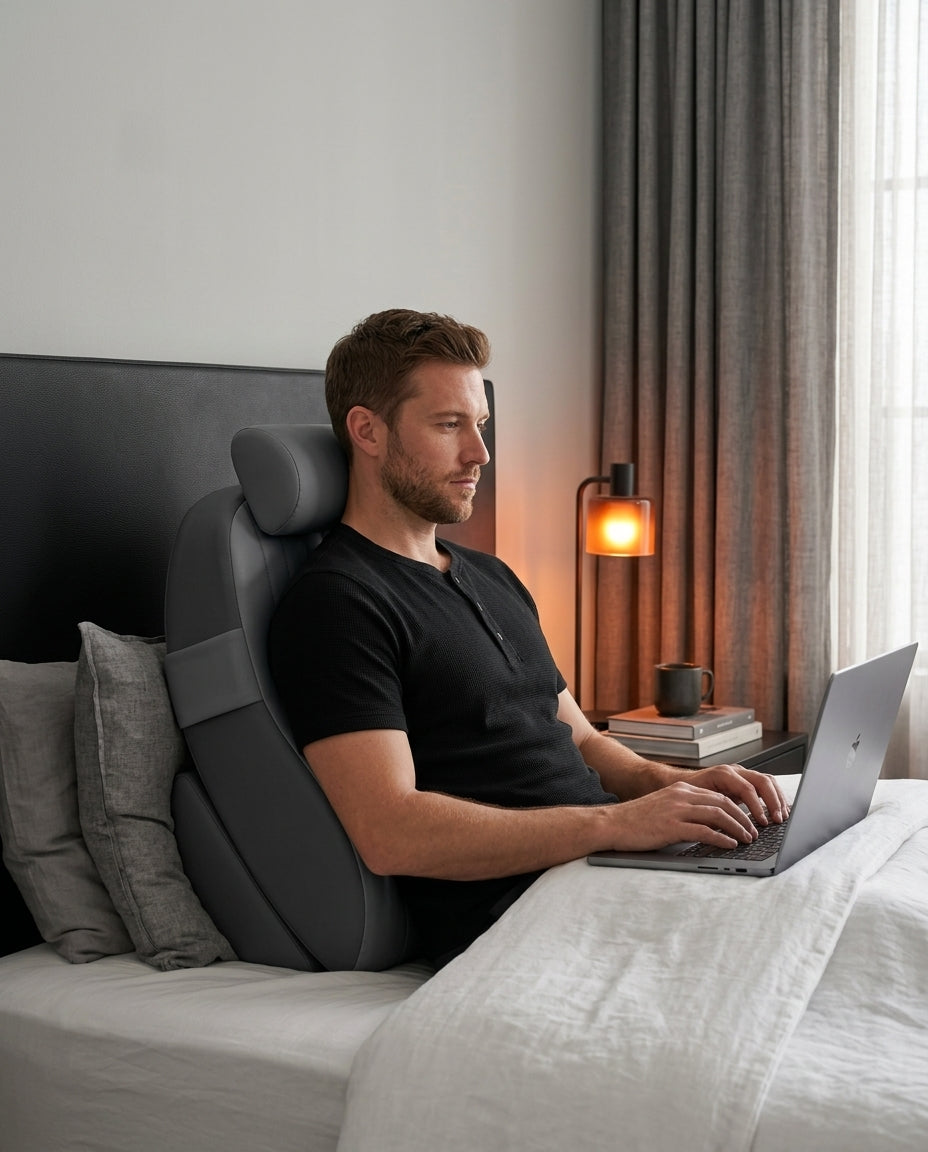 Rückenlehne fürs Bett – strukturierte Stütze mit Seitenrollen und Nackenrolle – Produktbild 3