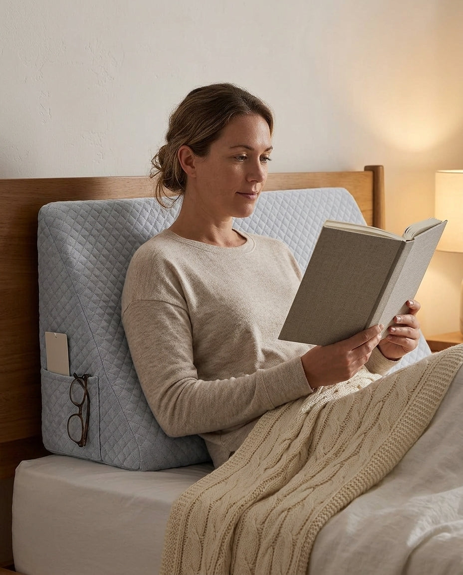 Keilkissen fürs Bett aus Memory-Schaum – sanfte Schräglage zum Lesen und Entspannen – Produktbild 3