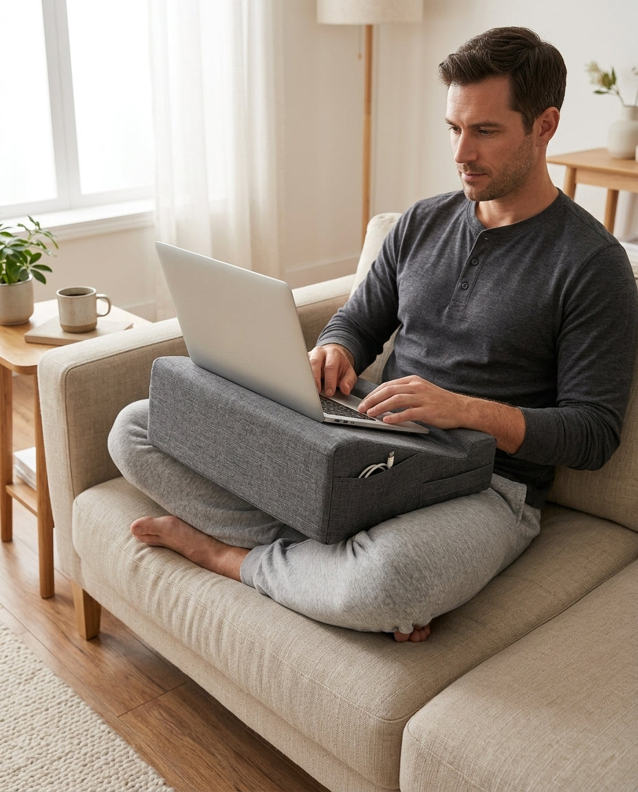 Tablet Kissen mit Halterung – freihändig lesen und Laptop bequem ablegen – Produktbild 3