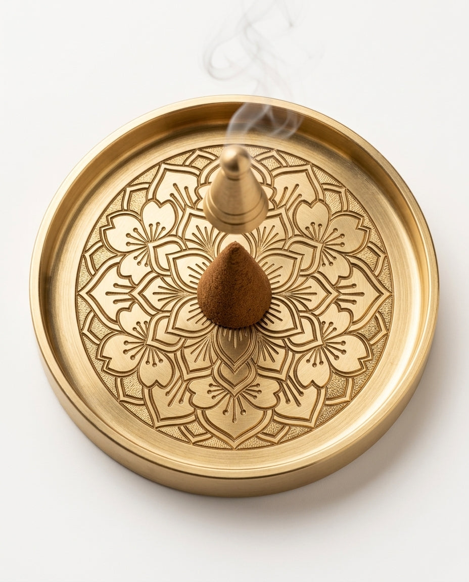 Räucherstäbchen-Set aus Messing – Ritual-Werkzeuge für Pulver und Kegel – Produktbild 5