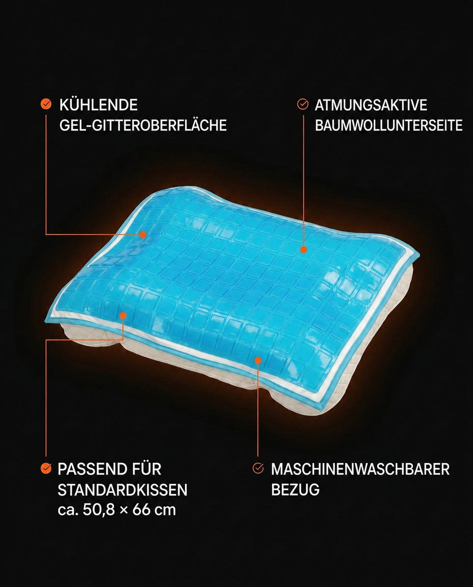 Kühlender Kissenbezug für Warmschläfer – Gel-Oberfläche mit gestepptem Unterfutter – Produktbild 7