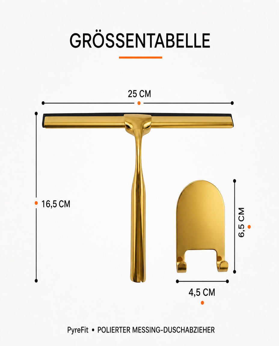 Duschabzieher aus Messing mit Wandhalterung – streifenfreies Glas für Dusche und Spiegel – Produktbild 9
