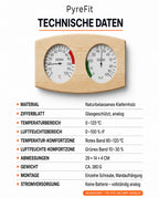 Sauna-Thermometer und Hygrometer aus Holz – Hitze und Feuchte auf einen Blick – Produktbild 9