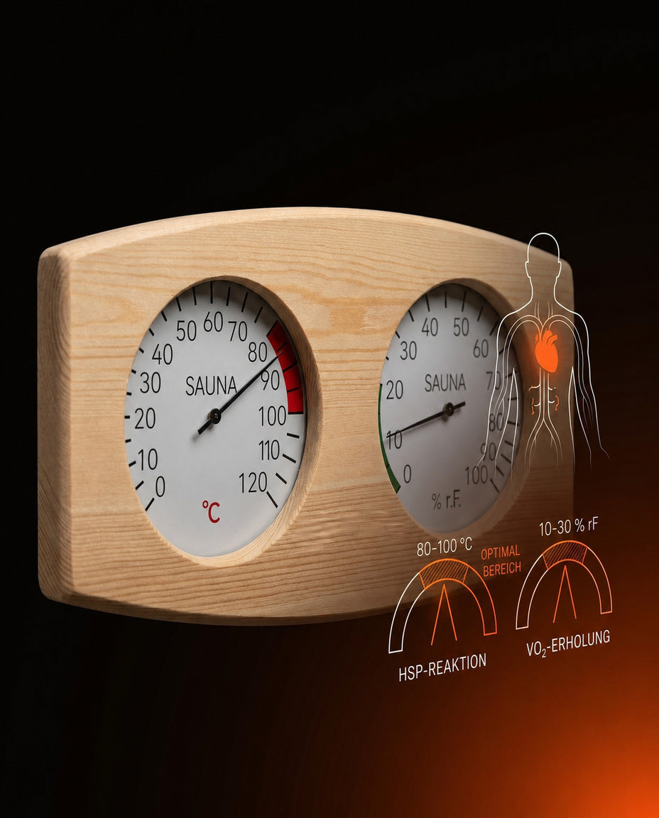 Sauna-Thermometer und Hygrometer aus Holz – Hitze und Feuchte auf einen Blick – Produktbild 10