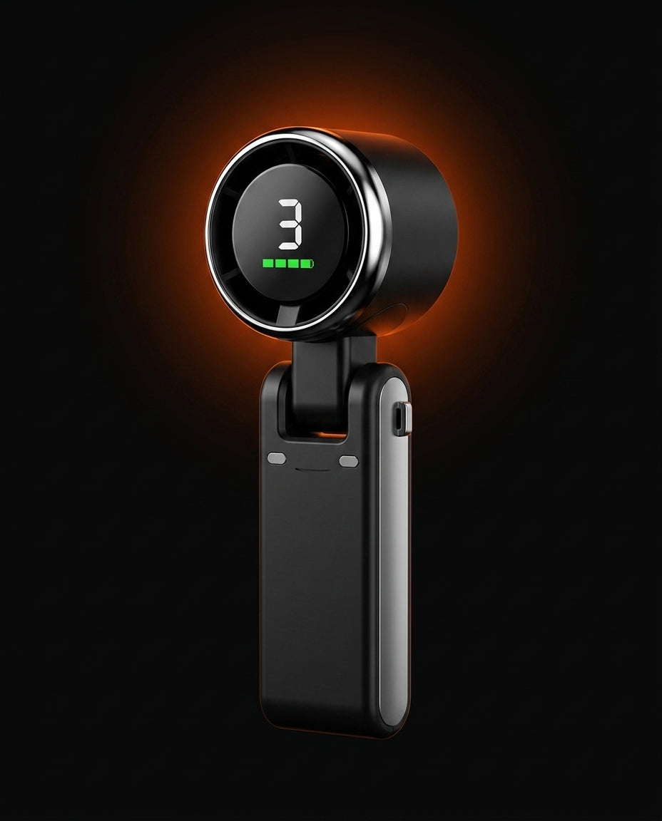 Handventilator mit Turbo und Digitalanzeige – faltbar und per USB-C aufladbar – Produktbild 11