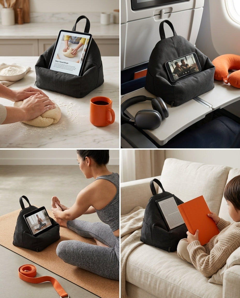 Tablet-Halterung als Kissen – freihändig lesen und streamen im Bett – Produktbild 10