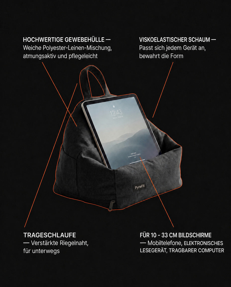 Tablet-Halterung als Kissen – freihändig lesen und streamen im Bett – Produktbild 11