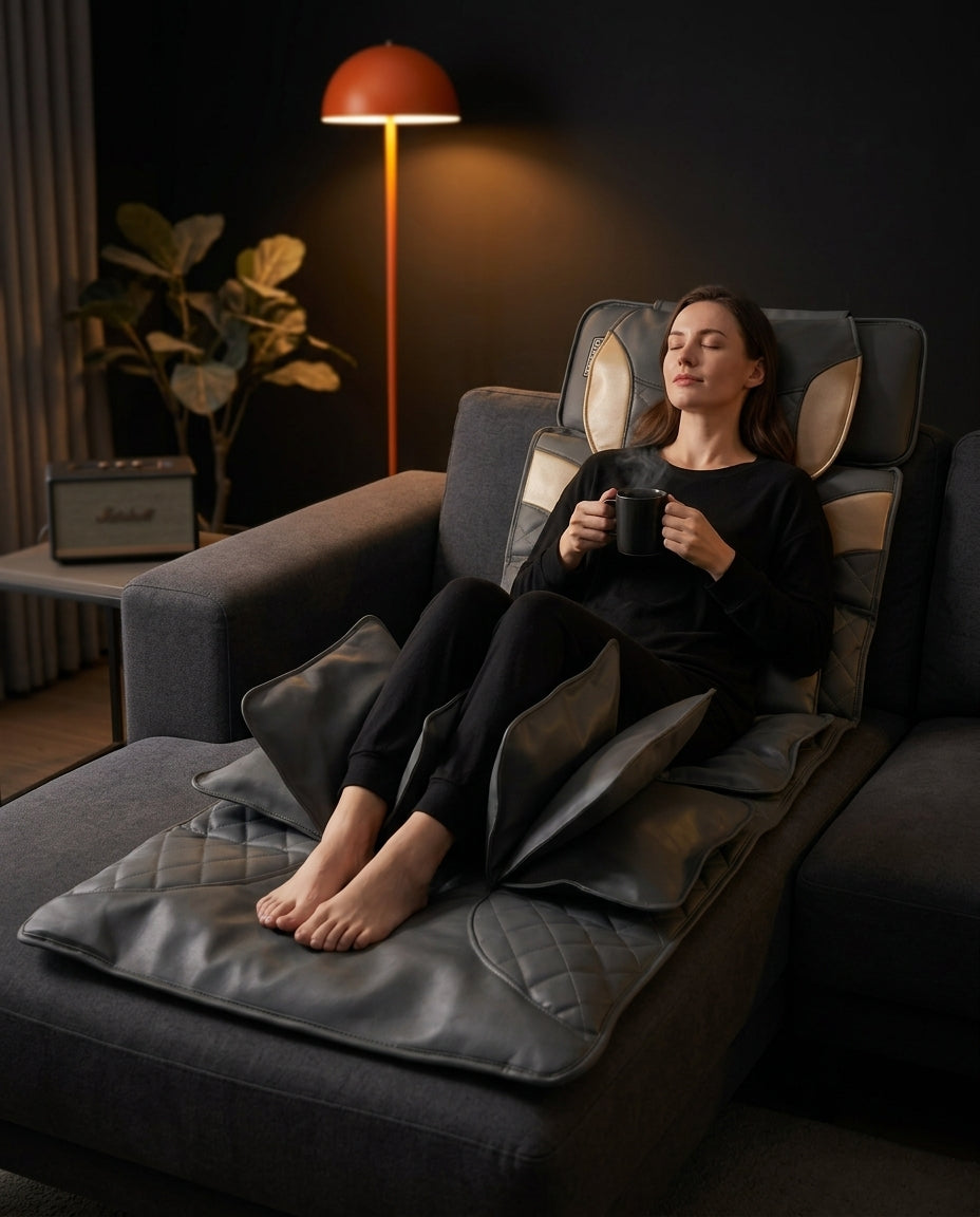 Massagematte mit Wärme und Luftdruck – Ganzkörper-Entspannung mit Lendenunterstützung – Produktbild 10