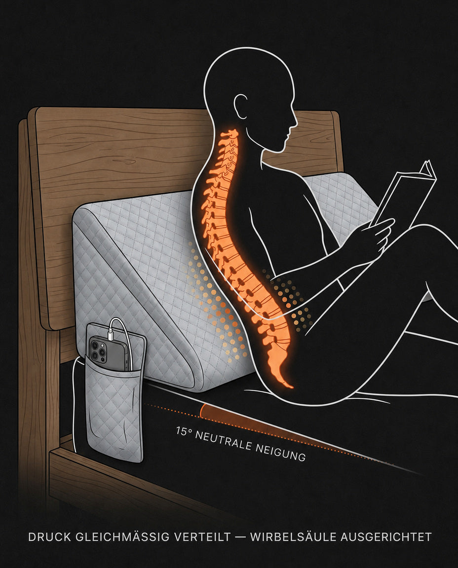 Keilkissen fürs Bett aus Memory-Schaum – sanfte Schräglage zum Lesen und Entspannen – Produktbild 12