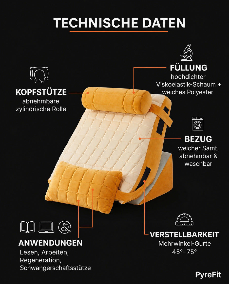 Keilkissen fürs Bett mit verstellbarer Lehne – aufrecht sitzen zum Lesen – Produktbild 13