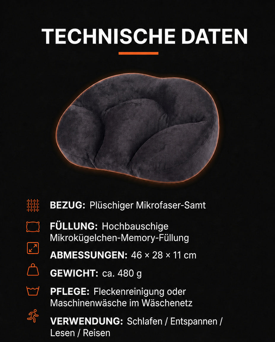Nackenkissen in Eiform – ergonomische Stütze für Rücken- und Seitenschläfer – Produktbild 14