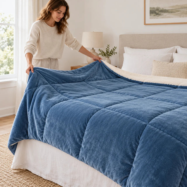PyreFit Winterdecke in blau – Decke ausbreiten