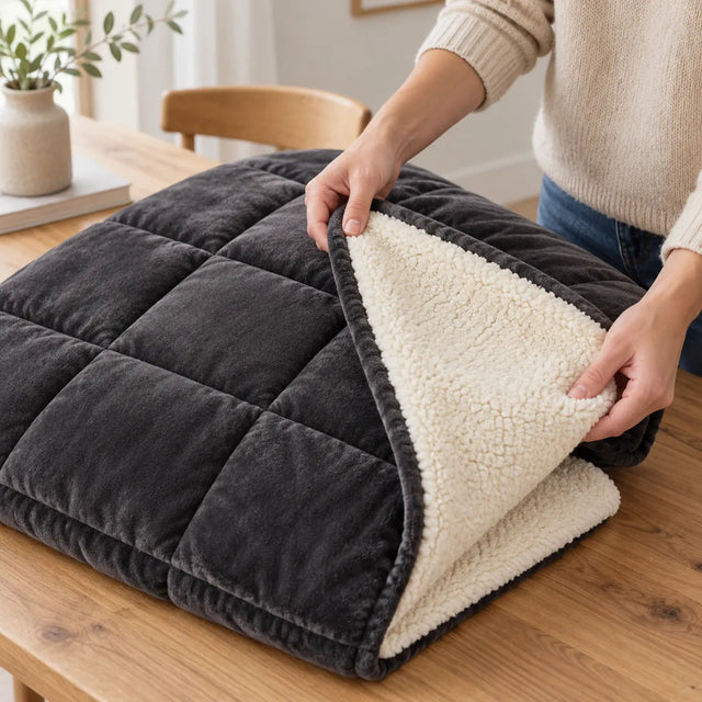 PyreFit Winterdecke in dunkelgrau – beide Stoffseiten