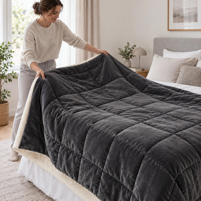 PyreFit Winterdecke in dunkelgrau – Decke ausbreiten