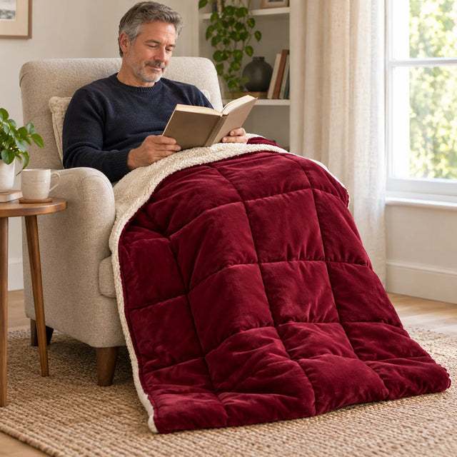 PyreFit Winterdecke in rot – beim Lesen