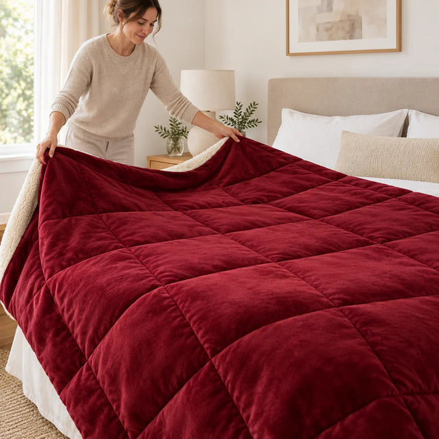 PyreFit Winterdecke in rot – Decke ausbreiten
