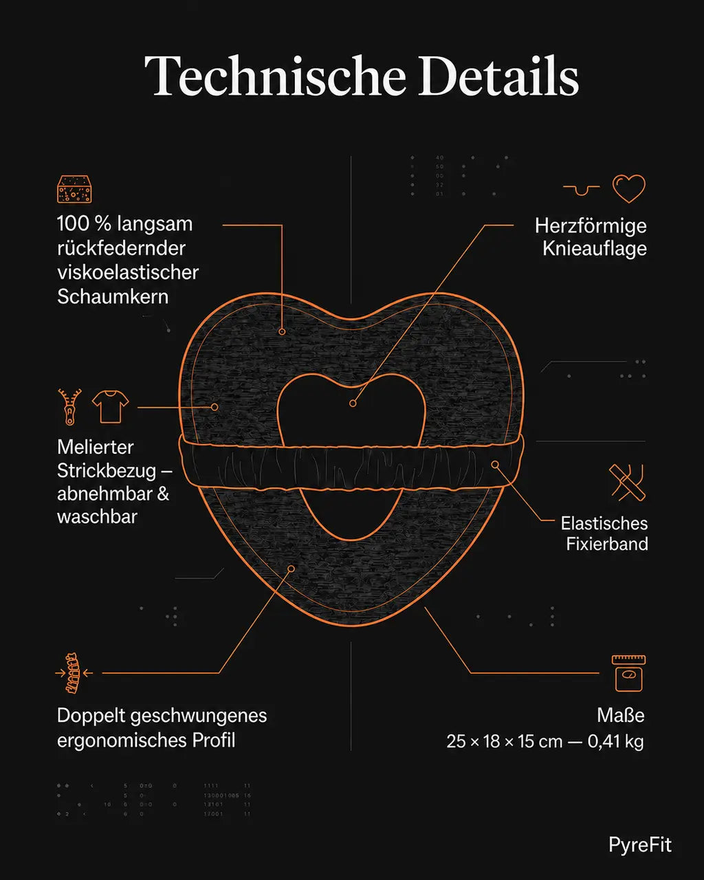 Ergonomisches Kniekissen für Seitenschläfer – deutsche Produktansicht
