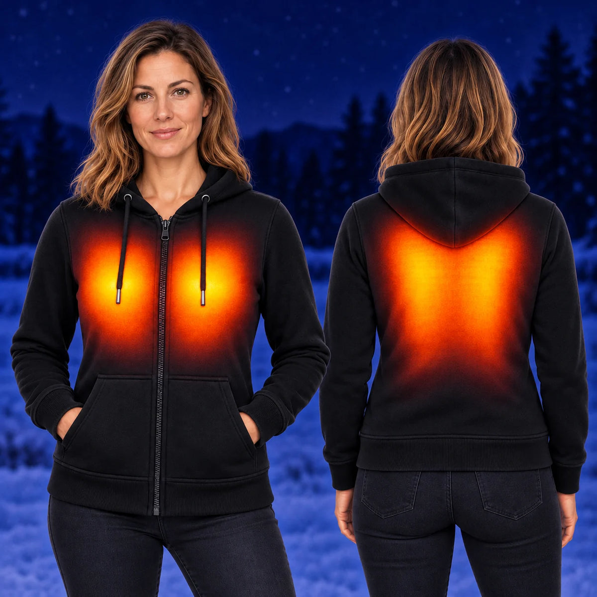 Beheizbare Damen-Sweatjacke PyreFit Cosaro – Wärme an Brust und Rücken