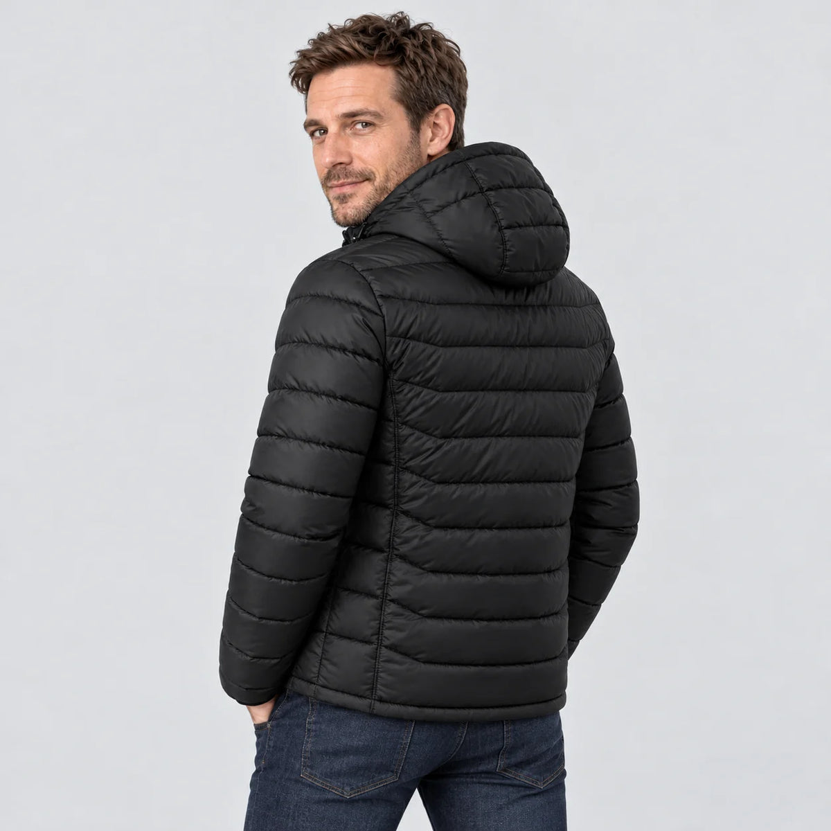 Beheizbare Herren-Steppjacke PyreFit Rangor, Rückansicht