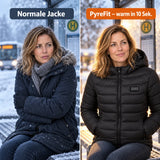Vergleich: normale Winterjacke und PyreFit Heizjacke