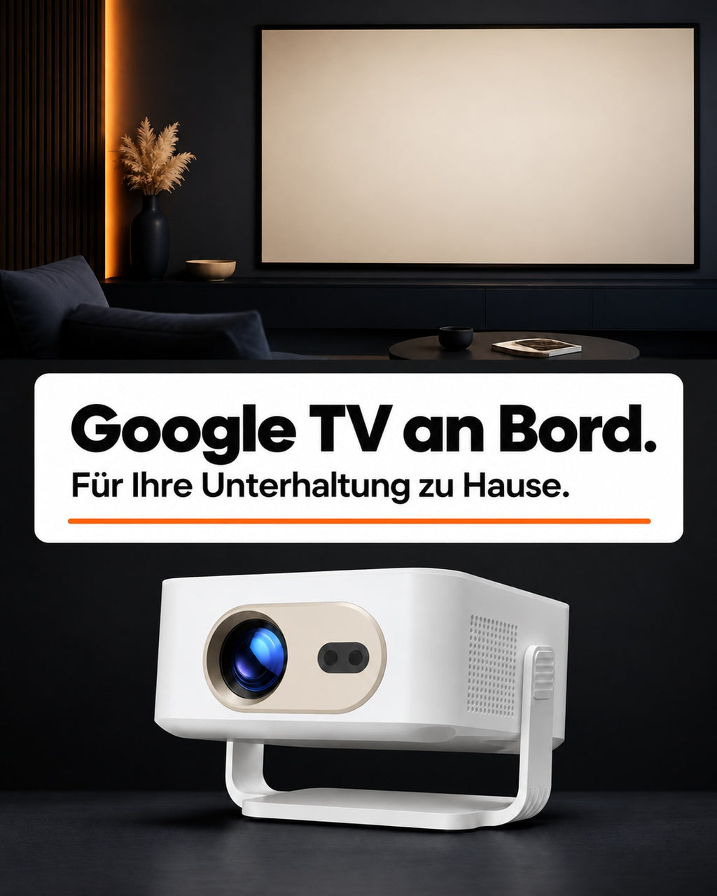 Mini Beamer – Google TV an Bord.