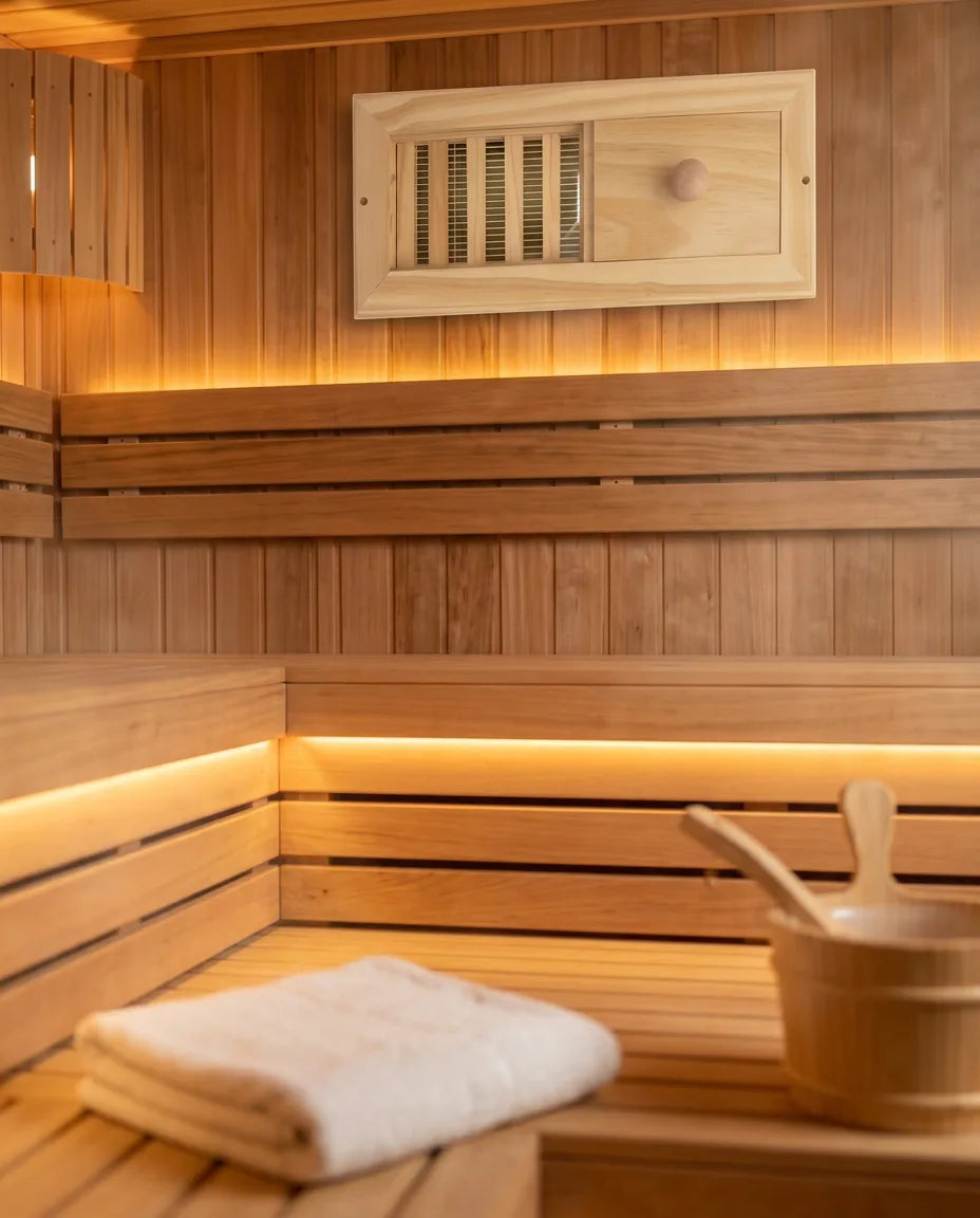 Sauna-Lüftungsventil aus Saunaholz – regulierbare Belüftung mit Schieber – Produktbild 2