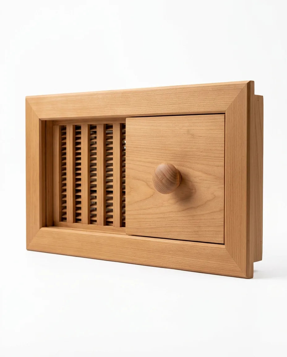 Sauna-Lüftungsventil aus Saunaholz – regulierbare Belüftung mit Schieber – Produktbild 11