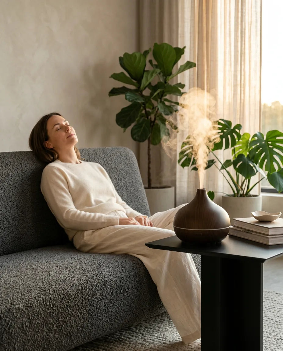 Aroma Diffuser mit Farblicht – Ultraschall-Vernebelung in Holzoptik für einen ruhigeren Raum – Produktbild 3