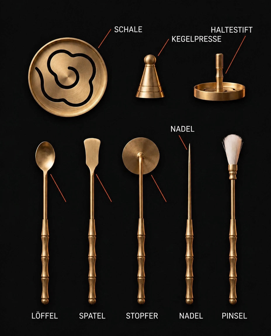 Räucherstäbchen-Set aus Messing – Ritual-Werkzeuge für Pulver und Kegel – Produktbild 11