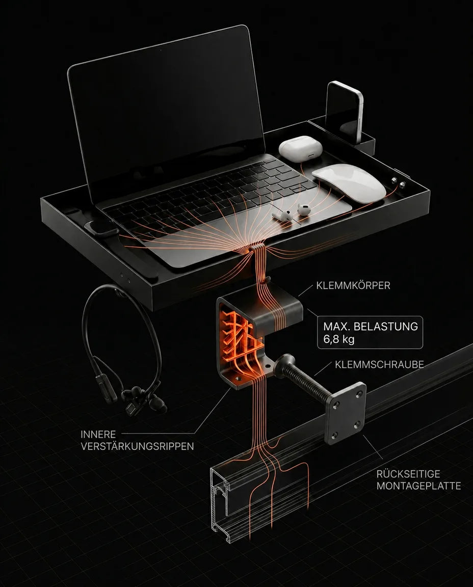 Betttablett zum Anklemmen – platzsparende Ablage für Laptop, Handy und Getränke – Produktbild 11