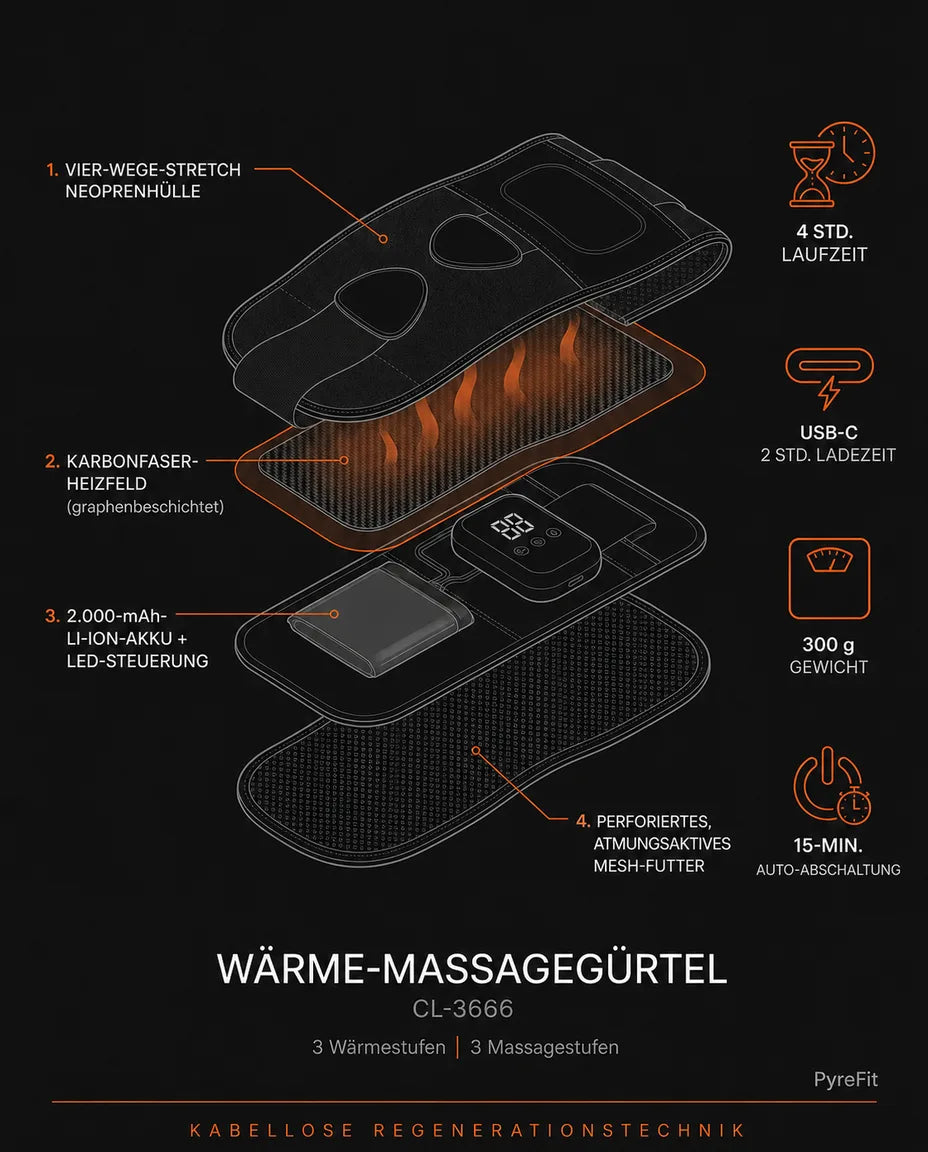 Massagegürtel mit Wärmefunktion – kabellos und tragbar für den unteren Rücken – Produktbild 12