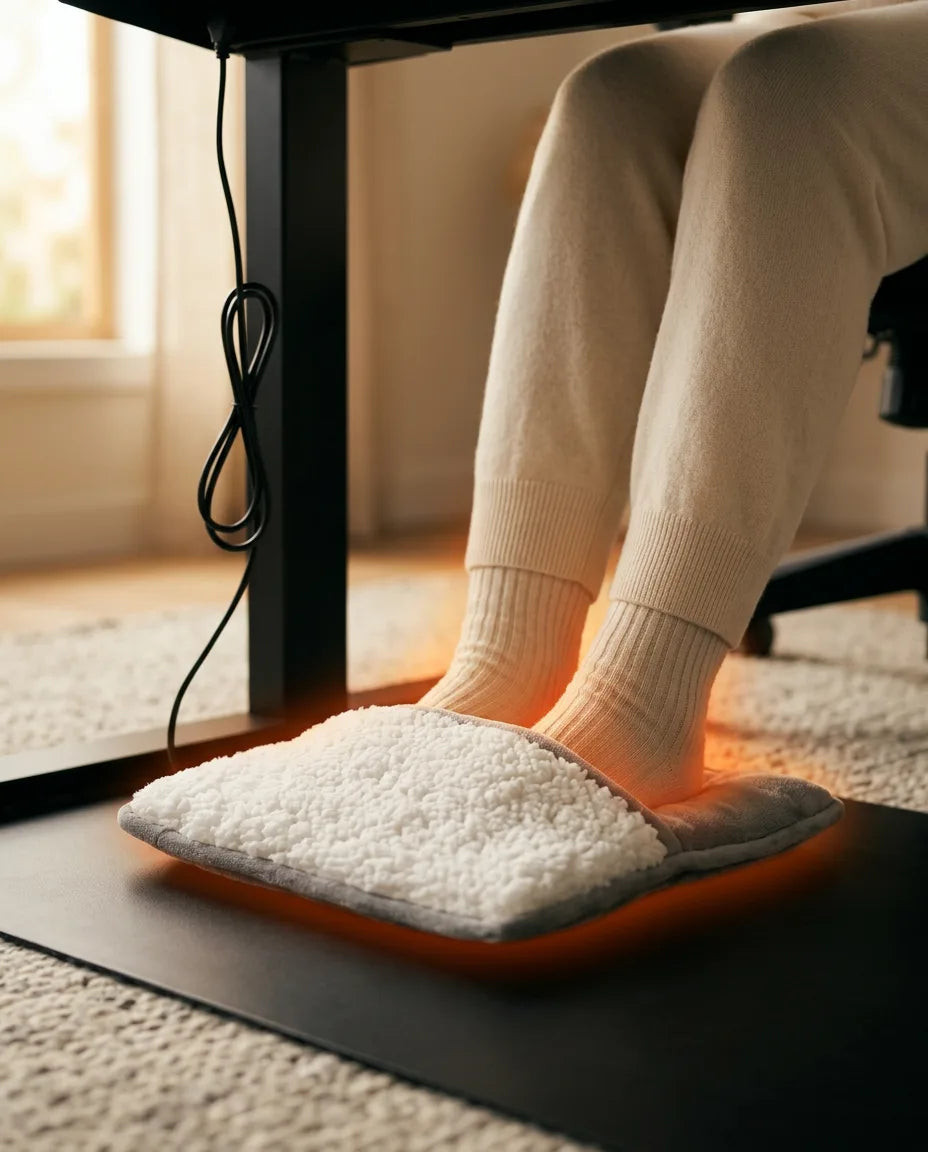 Elektrischer Fusswärmer mit Sherpa-Futter – wohlige Wärme für beide Füsse am Schreibtisch – Produktbild 2