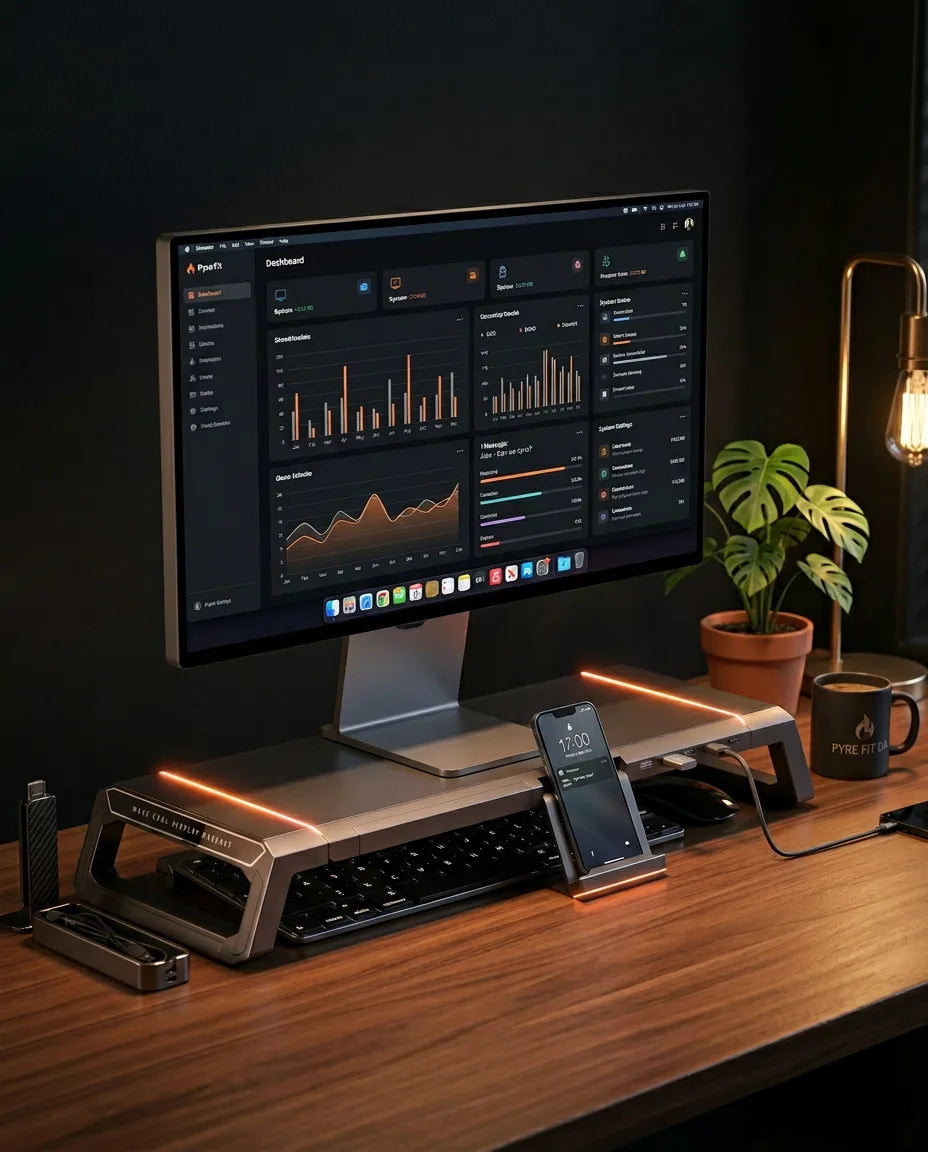 Monitorständer mit Schublade und RGB-Beleuchtung – für den Bildschirm auf Augenhöhe – Produktbild 2