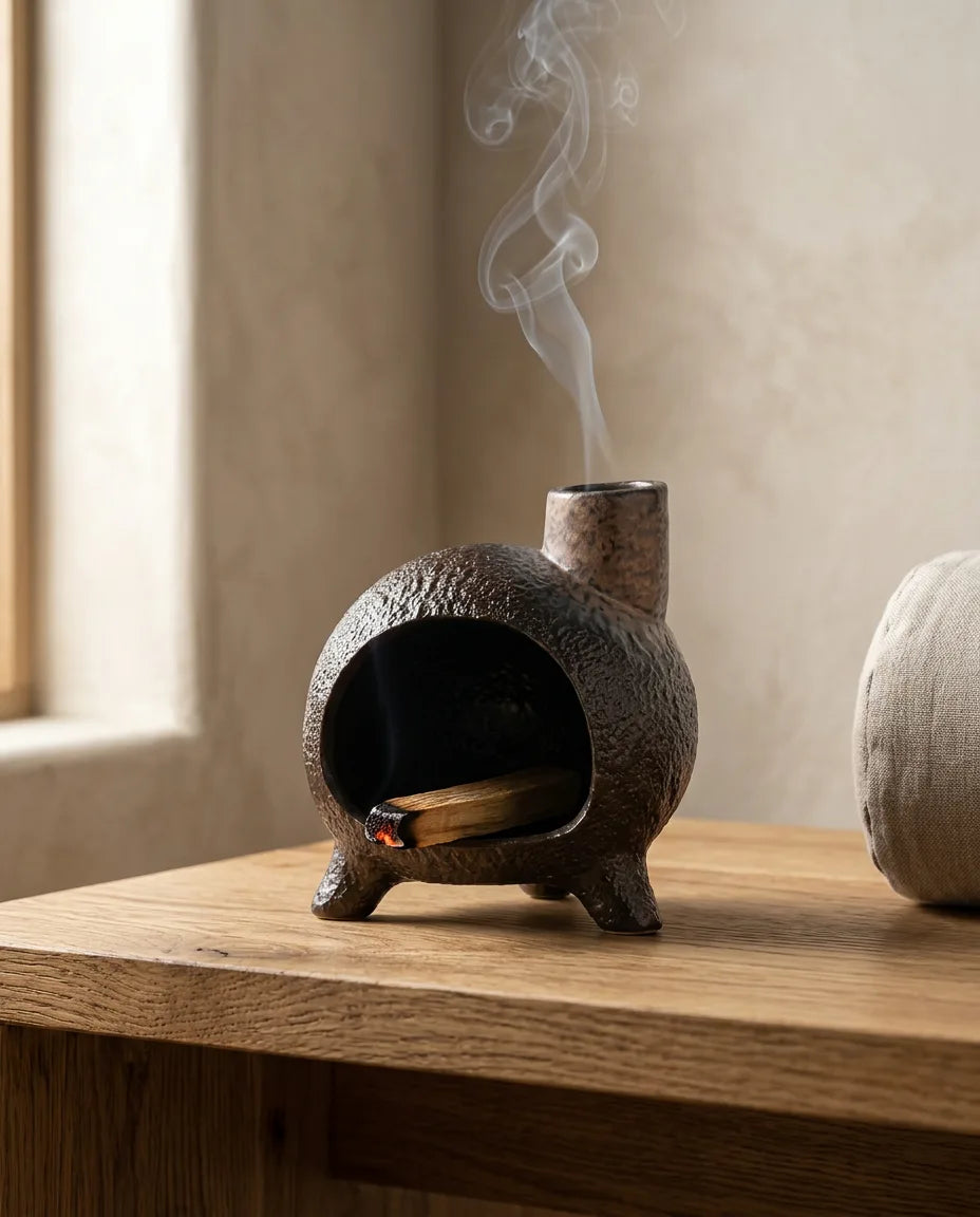 Räucherstäbchenhalter aus Keramik – skulpturales Gefäss für Palo Santo und Räucherwerk – Produktbild 3