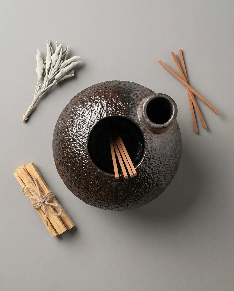 Räucherstäbchenhalter aus Keramik – skulpturales Gefäss für Palo Santo und Räucherwerk – Produktbild 8