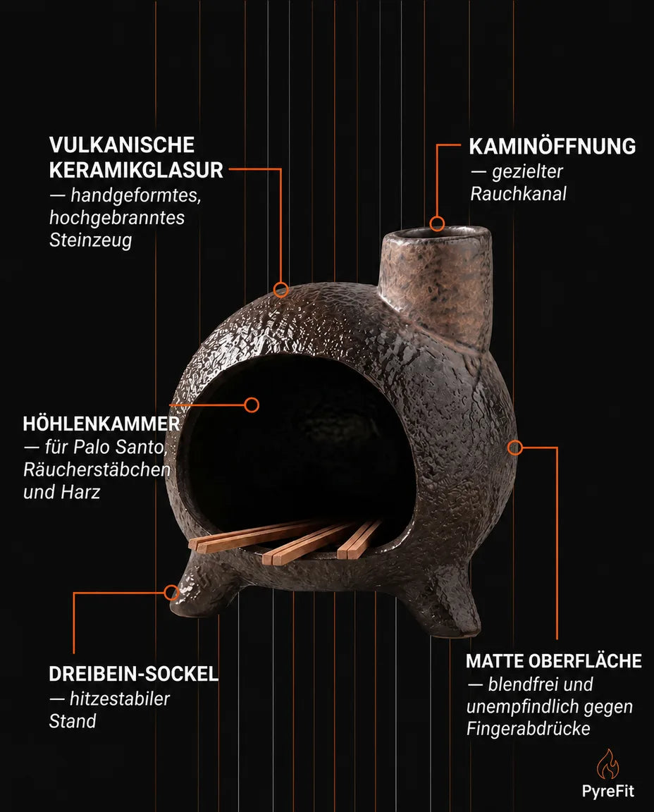 Räucherstäbchenhalter aus Keramik – skulpturales Gefäss für Palo Santo und Räucherwerk – Produktbild 10