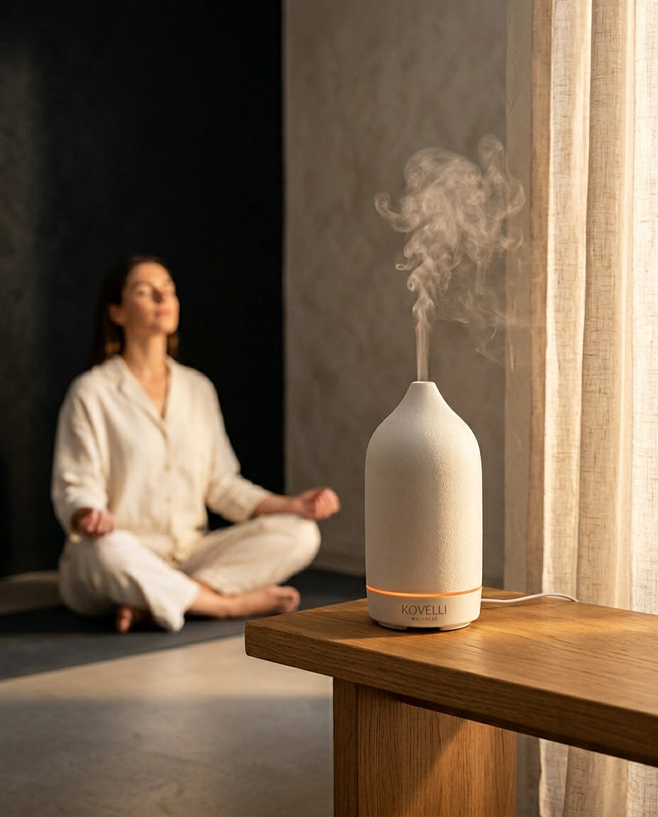 Aroma Diffuser aus Keramik – leise Ultraschall-Vernebelung für ätherische Öle – Produktbild 1