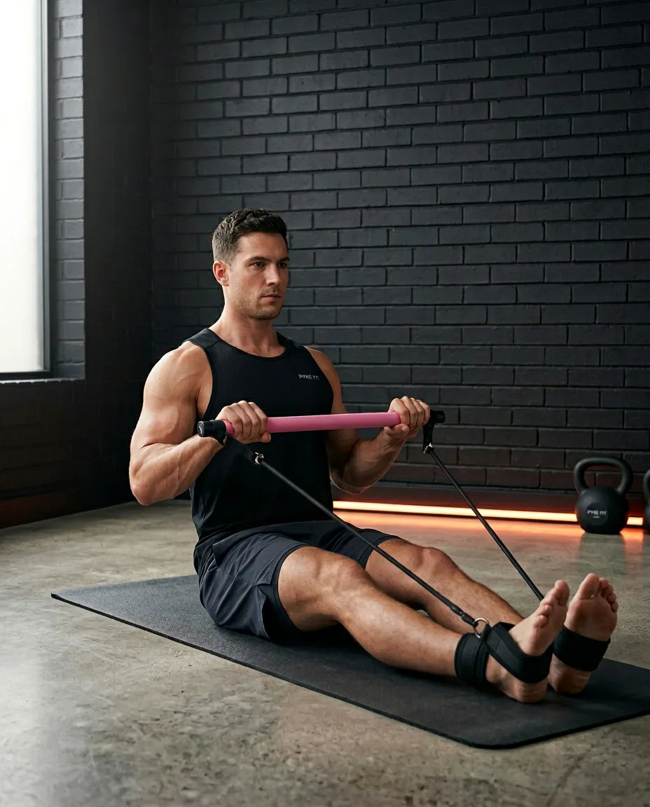 Pilates-Set mit Stange und Widerstandsbändern – gelenkschonendes Training für zu Hause – Produktbild 3