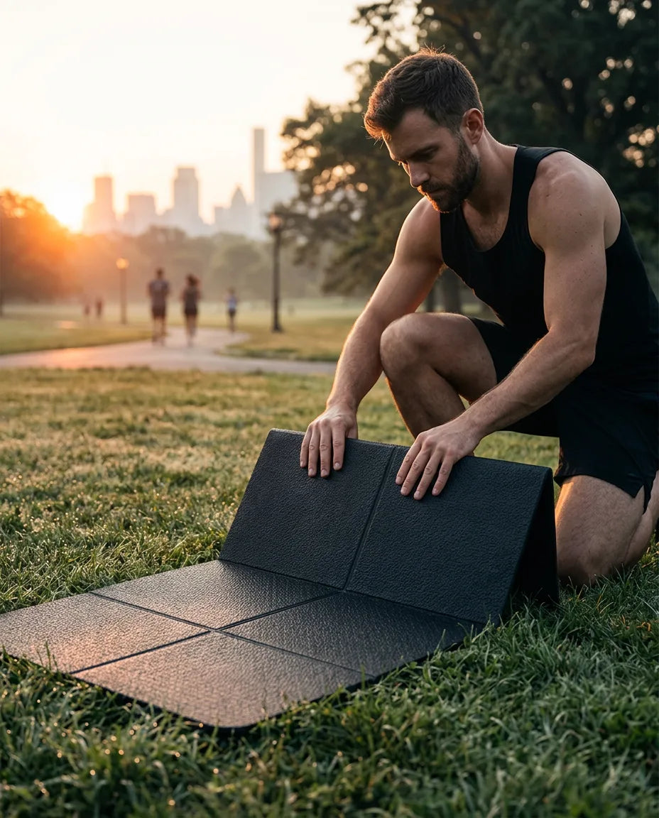 Reise-Yogamatte faltbar – rutschfeste TPE-Matte für Hotel, Park und unterwegs – Produktbild 3